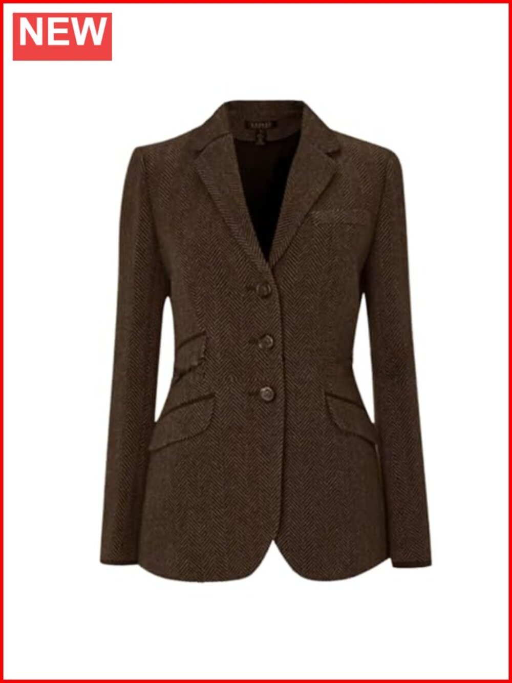 Women's Vintage Herringbone Single Breasted Blazer Jacket